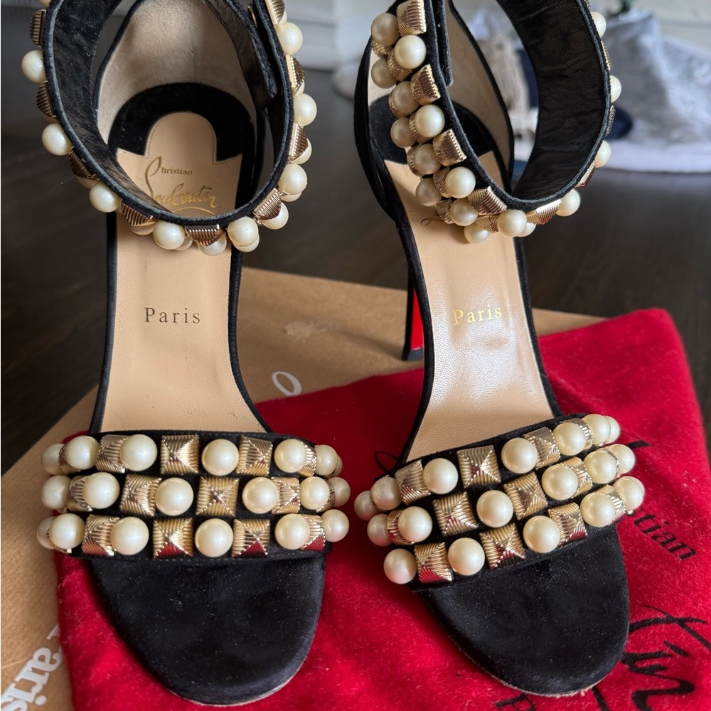 Christian Louboutin Tudor Bal Black strappy sandal heels 39.5